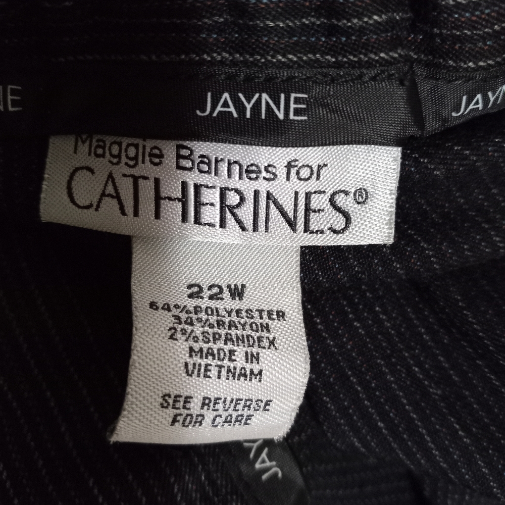 Maggie Barnes 22W Jayne Pinstriped Trouser Workwear Pants in Black - Picture 3 of 10